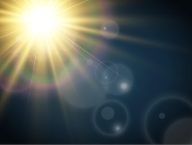 Bright beautiful starillustration of a light effect on a transparent background