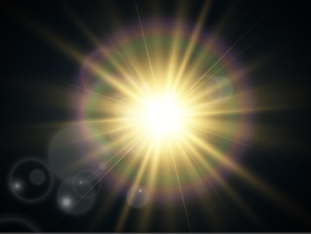 Bright beautiful starillustration of a light effect on a transparent background