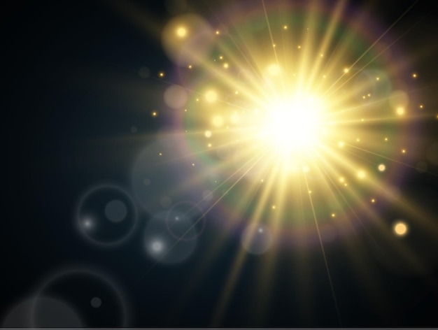 Bright beautiful starillustration of a light effect on a transparent background