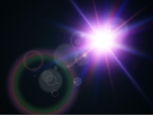 bright beautiful starillustration of a light effect on a transparent background