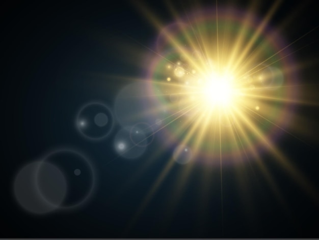 明亮的美丽的星星 透明背景上的光效应的插图