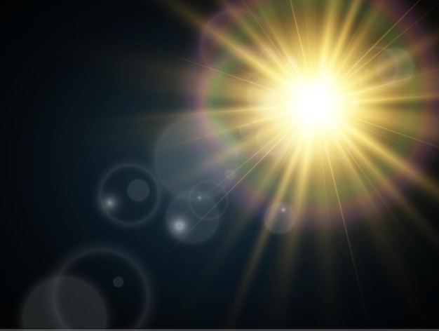 明亮的美丽的星星 透明背景上的光效应的插图