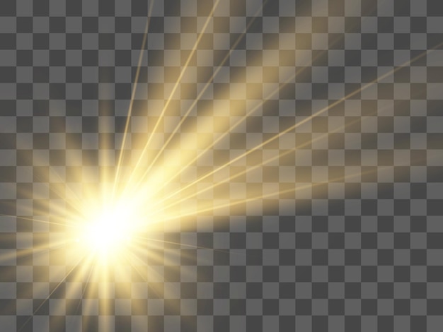 明るく美しい星透明な背景に光の効果のイラスト