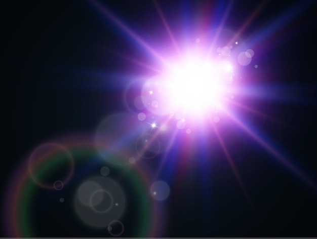 Bright beautiful starIllustration of a light effect on a transparent background