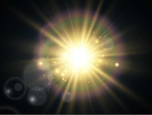 Bright beautiful starIllustration of a light effect on a transparent background