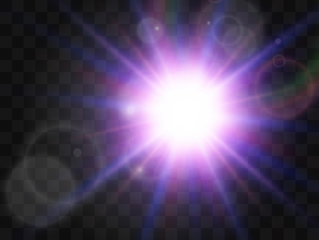 Bright beautiful starillustration of a light effect on a transparent background