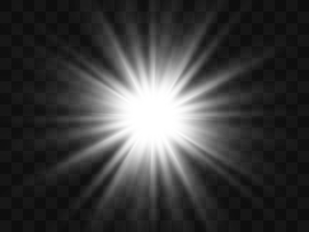 Bright beautiful starIllustration of a light effect on a transparent background