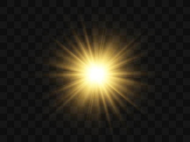 Bright beautiful starIllustration of a light effect on a transparent background