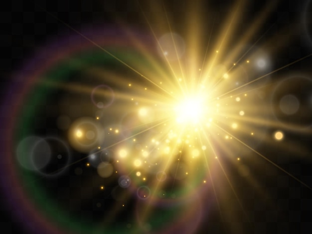 Bright beautiful starIllustration of a light effect on a transparent background