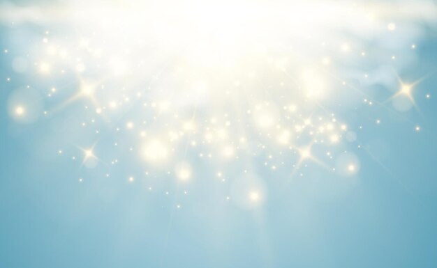 透明な光の効果の明るく美しい星のイラスト