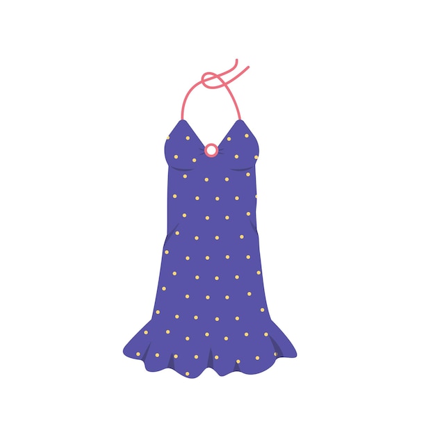 Vector bright beautiful summer dress with polka dots women fashionable clothes