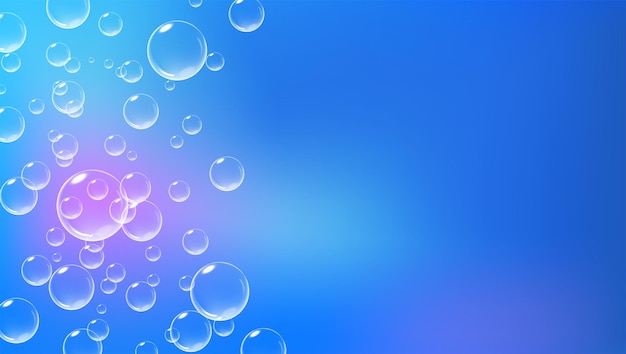 Bright blue background with fizzing bubbles fizzy air underwater vector realistic illustration