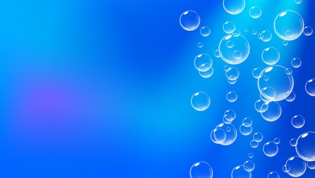 Bright blue background with fizzing bubbles fizzy air underwater vector realistic illustration