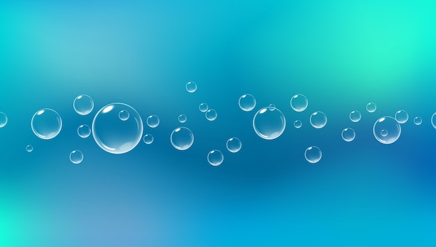 Bright blue background with fizzing bubbles fizzy air underwater vector realistic illustration