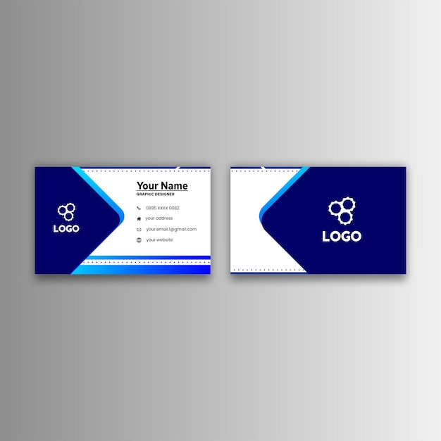 Bright blue business card template