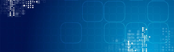 Vector bright blue geometric banner with small squares and dots