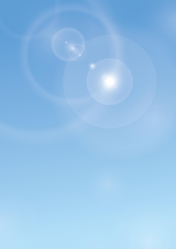 Vector 晴れた青い空 白い太陽のフレイヤー ハロリングの光 夏の春の朝も 昼の昼の背景も