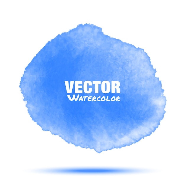 Bright blue transparent watercolor vector circle stain isolated on white background