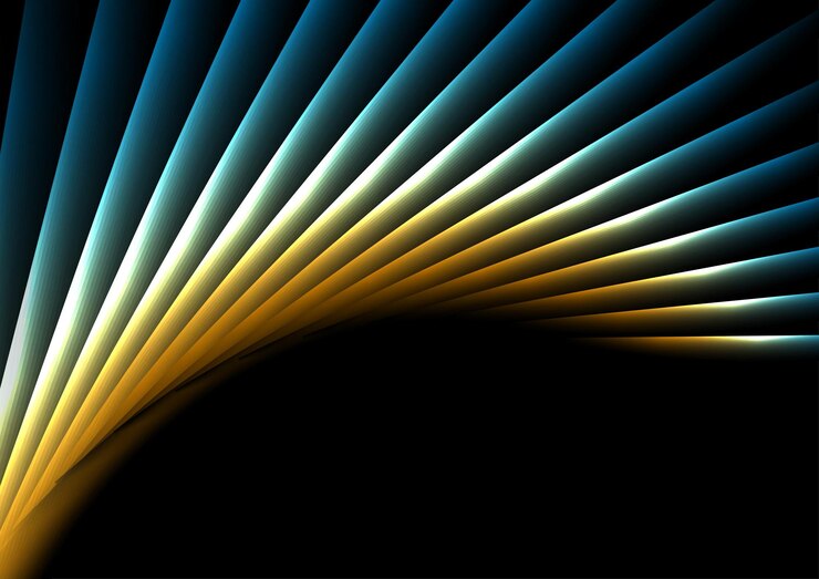 Vector bright blue yellow neon laser rays abstract background