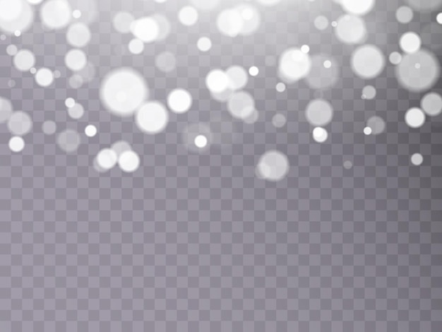 Bright bokeh of white dust and glare Christmas glowing bokeh and glitter overlay texture