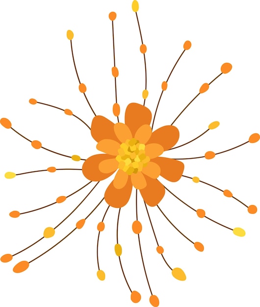 Vector bright brooch flower made of orange and yellow amber isolated vector illustration in flat style de