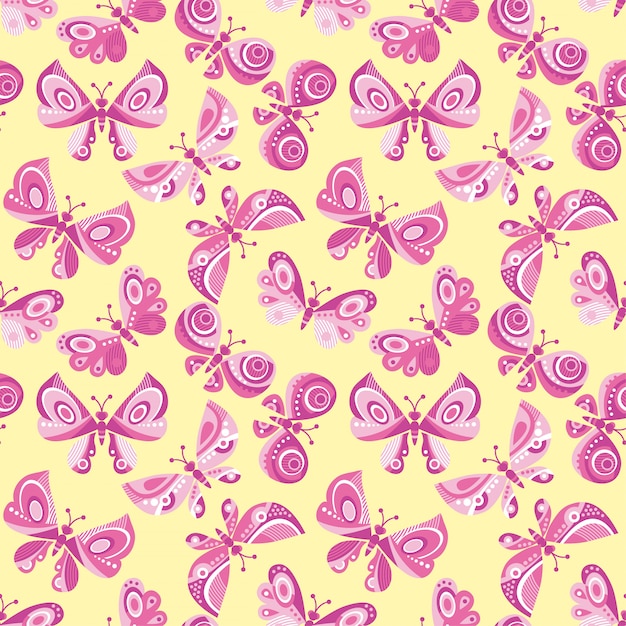 Vector bright butterfly flying seamless pattern.