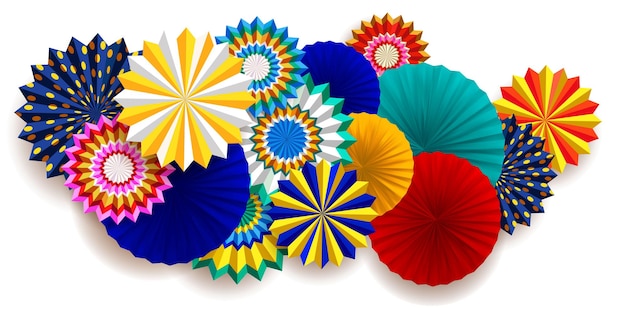 Bright carnival composition with fans