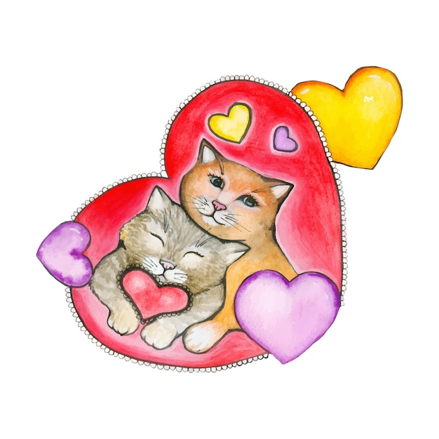 Vector bright cats in love