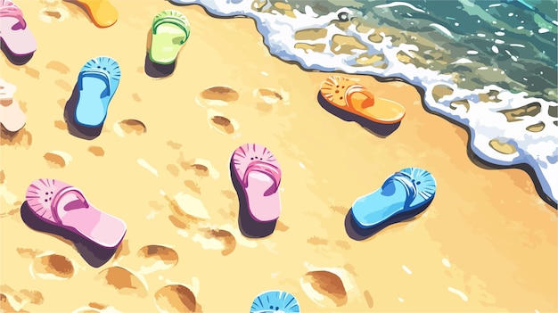 bright cheerful flipflops on sandy beach