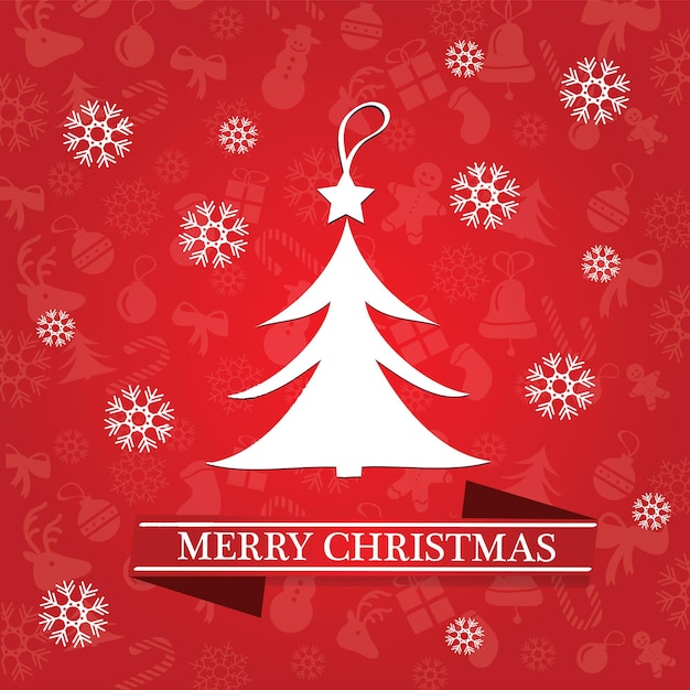 Bright Christmas Greeting Card - red vector illustration