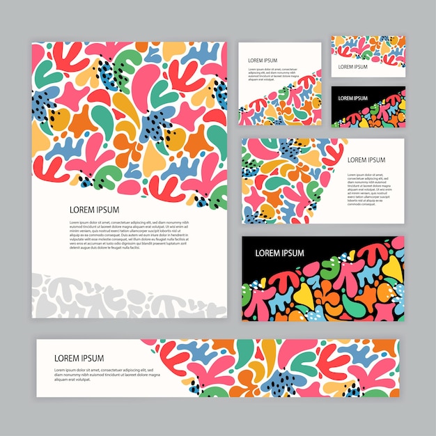 Bright color cute corporate identity template design. vector illustration