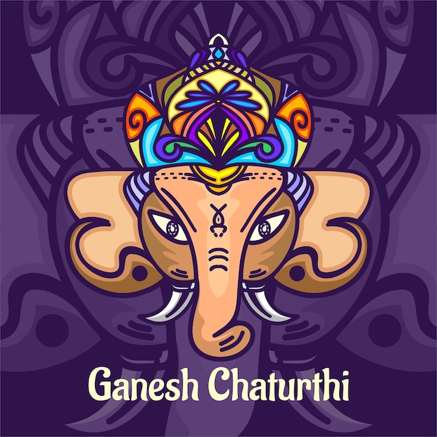 Vector bright color flat concept ganesha illustrationjpg