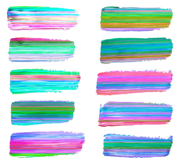 Bright color rainbow abstract acrylic brush strokes isolated on white creative illustrationfashion