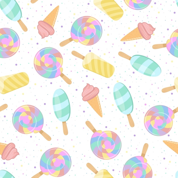Bright colored pattern Rainbow spiral ball ice cream and sweet sprinkling