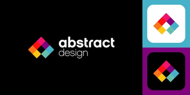 Vector bright colorful abstract logo with geometric shape of letter a for company