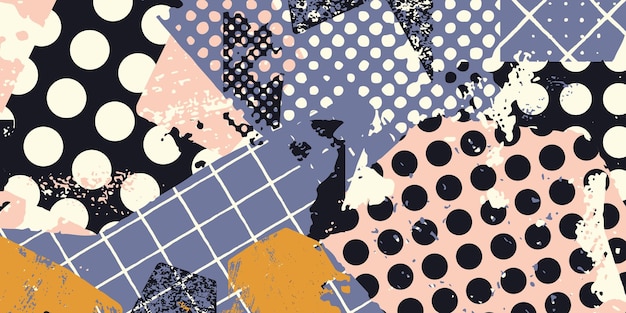 Bright colorful background with shapes with different textures Abstract print design
