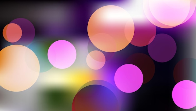 Vector bright colorful bokeh on a dark background