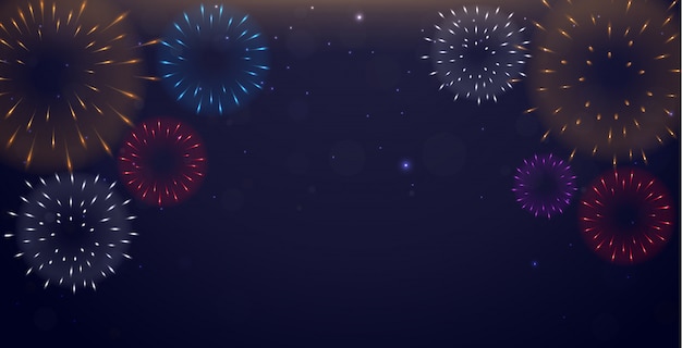 Bright Colorful Fireworks on night background