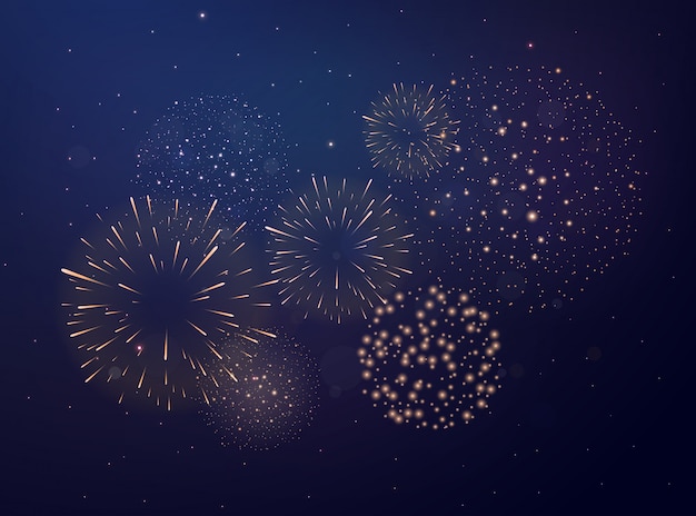 Bright colorful fireworks on night background