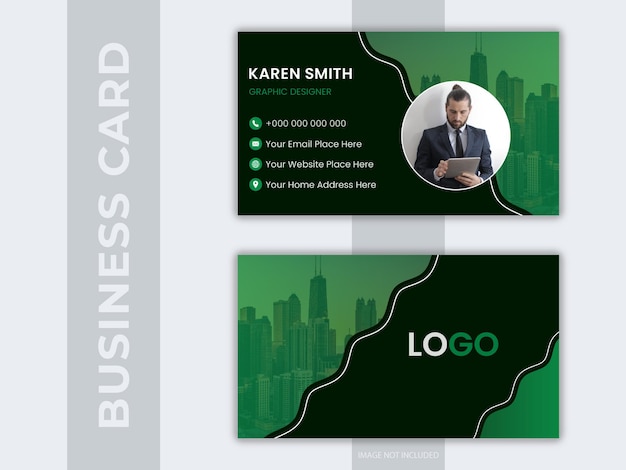 bright colorful green amp black Business Card design Template