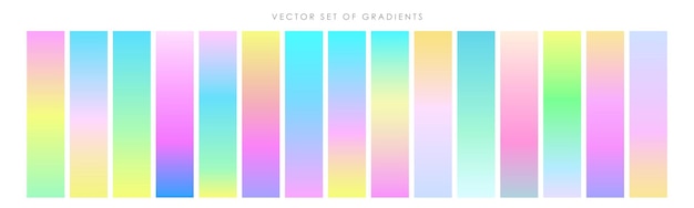 Bright colorful hologram gradients set Vibrant color backgrounds