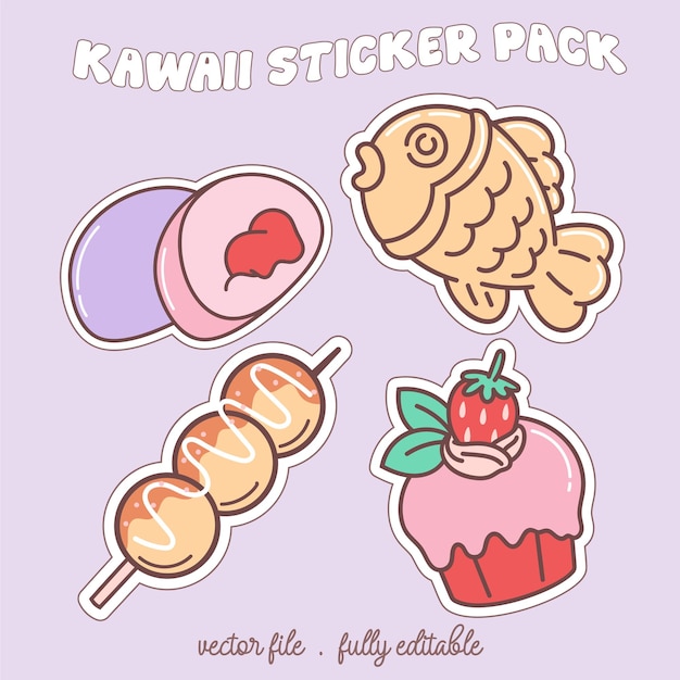 Bright and colorful kawaii food japan style sticker set Stickers in the magazine