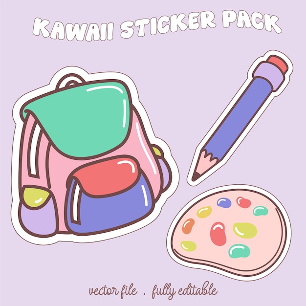 Bright and colorful kawaii food japan style sticker set Stickers in the magazine