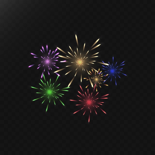 Bright colorful multicolored fireworks for holiday illustrations