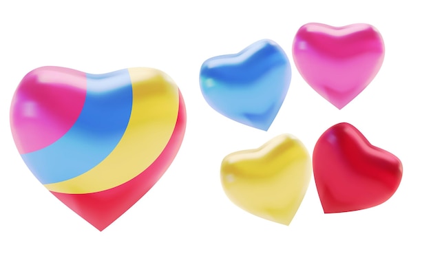 Bright colorful plastic hearts