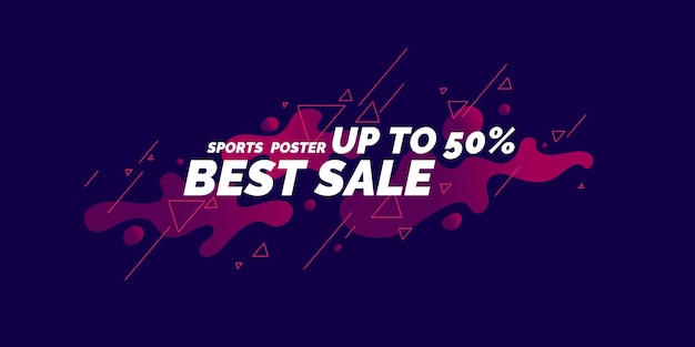 Bright colorful poster sale 50 percent with splashes. vector illustration in flat style