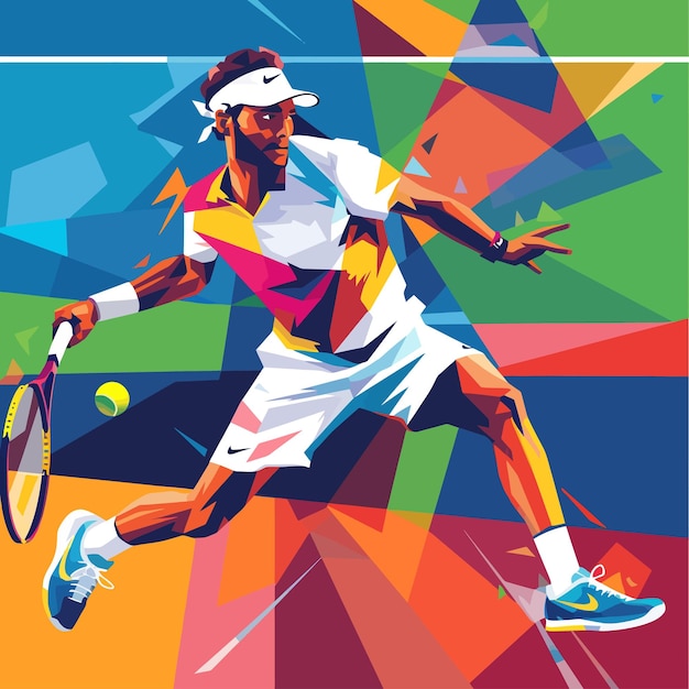 Vector bright_colorful_squared_banner_with_tennis_player