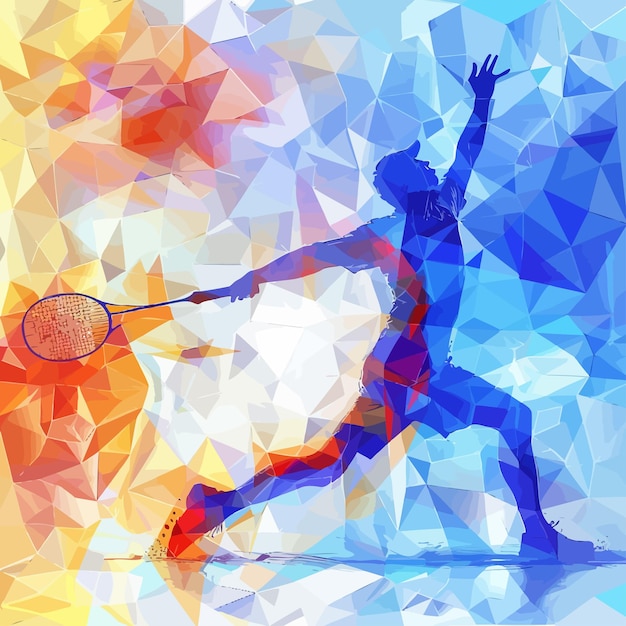 ベクトル bright_colorful_squared_banner_with_tennis_player