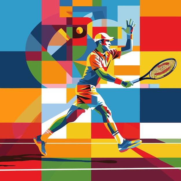 Vector bright_colorful_squared_banner_with_tennis_player