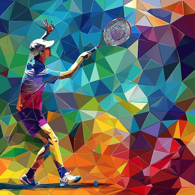 Vector bright_colorful_squared_banner_with_tennis_player